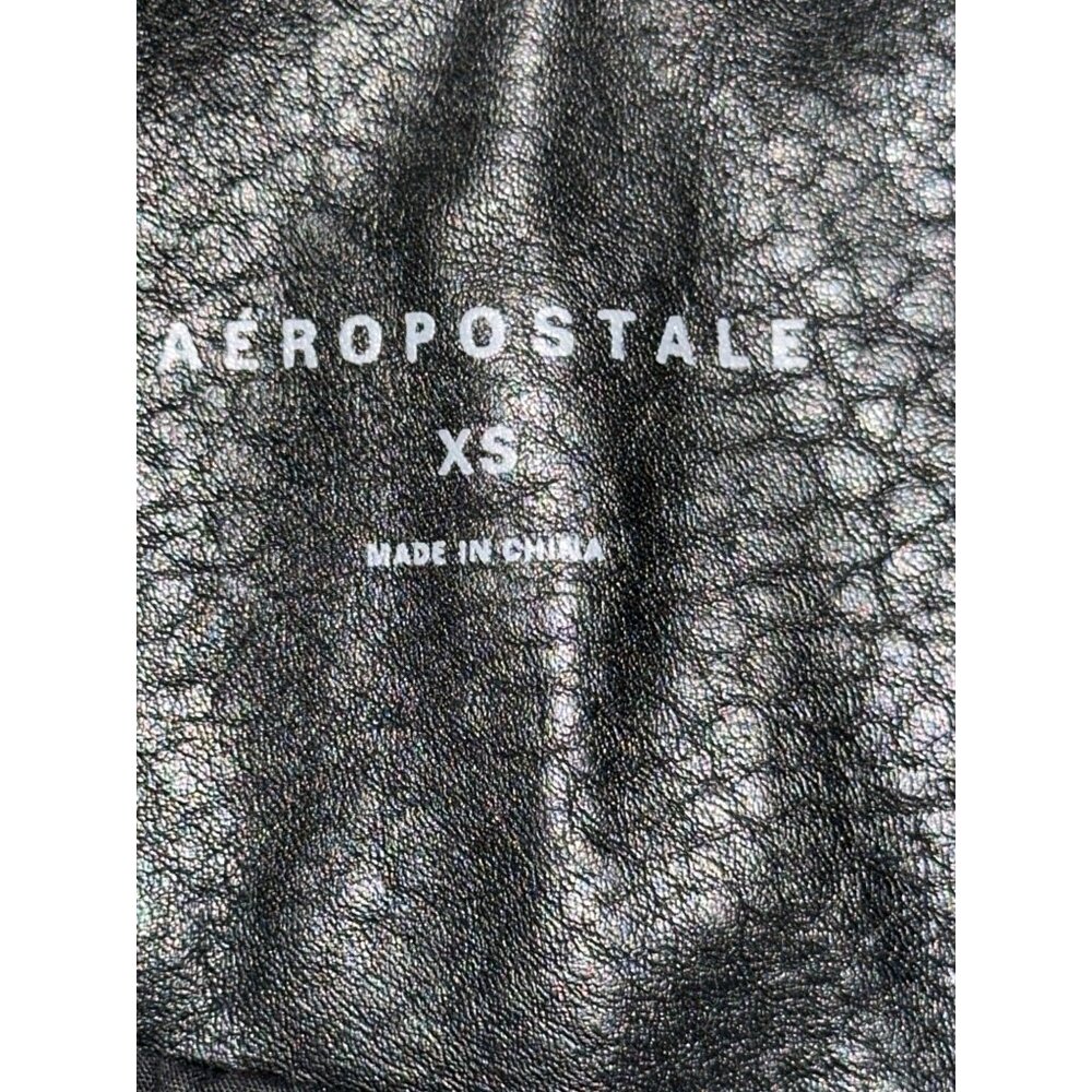 Aeropostale Faux Leather Moto Black Biker Style Jacket Zipper Pockets Sleev Stud - Picture 7 of 10